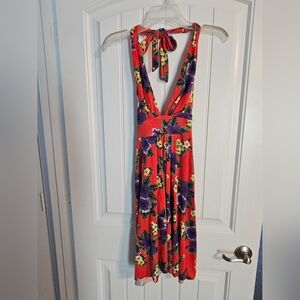 2000s Free People Brightly Colored Floral Coctail Dress